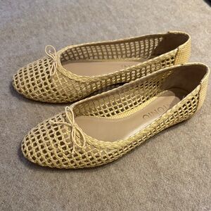 ANTONIO MELANI Woven Raffia Ballet Flats